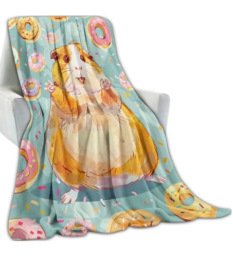 Cute Playful Hamster Blanket Gifts for Boys Girls Kids, Colorful Donut Happy Orange Fat Pet Throw Blankets for Sofa Office Couch Room Decor, Cozy Lightweight Warm Soft Throws, 60x80 in - color: Hamster 01, size: 80x60 in