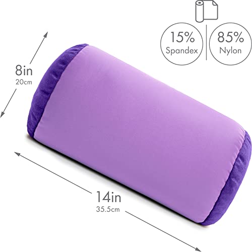Microbead Bolster Neck Roll Pillow, 14x8 in Cylinder Tube, Paril Purple | Silky feel fabric helps prevent wrinkles & hair breakage; feather-light beads gently cushion head & shoulders as you rest - color: Paril Purple