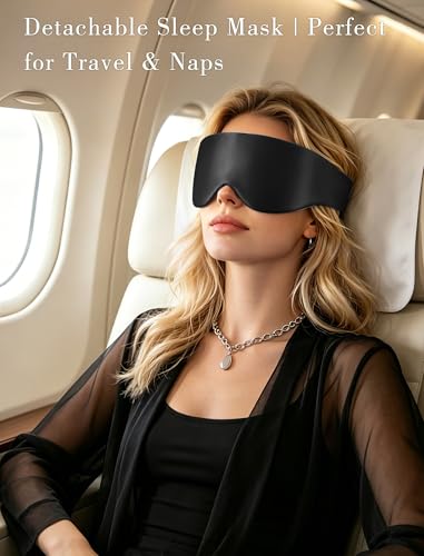 Satin Bonnet for Sleeping with Eye Mask,No Slip Sleep Bonnet with Long Curling Ribbons for Braids & Long Hair - color: Black