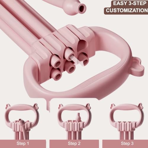 Resistance Bands with Handles for Women & Men | 8 Tube Adjustable Figure 8 Exercise Bands Set, Heavy Duty, Home Gym, Physical Therapy, Strength Training & Full Body Fitness - color: Pink