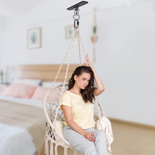 BeneLabel Ceiling Mount Swing Hanger with Bearing 900 LB Capacity Heavy Bag Hanger Stainless Steel Hanging Chair Mount 360° Swing Hardware for Aerial Silks, Punching Bag, Gymnast Ring - color: 1pack-4 Holes Black Base Swing Hanger