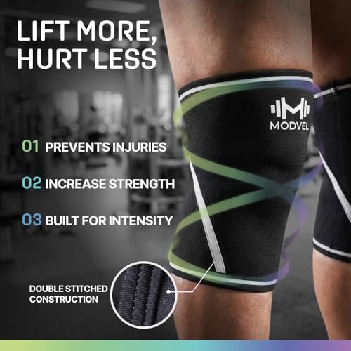 Modvel Strength 7mm Knee Sleeves (Pair) for Weightlifting & Powerlifting (USPA, IPL Approved) | High-Performance Knee Compression Support For Squats, Weight Lifting - Men and Women - color: A BLACK/WHITE, size: Medium