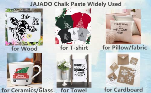 JAJADO Letter Stencils Symbol Numbers Stencils Paint Kit 14pcs, 5 Pcs Reusable Alphabet Templates, 3 Pcs Mini Squeegees, 6 Jars Chalk Paste Paint for Wood, Gift and Card Making, Fabric, Rock, Sign - color: 5+6+3