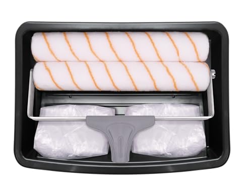 ROLLINGDOG 12 Inch Paint Roller Kit | Polyester Paint Roller Covers with Frame, Paint Tray with Liners, Paint Roller Set for Home Painting, DIY Project (6 PC)
