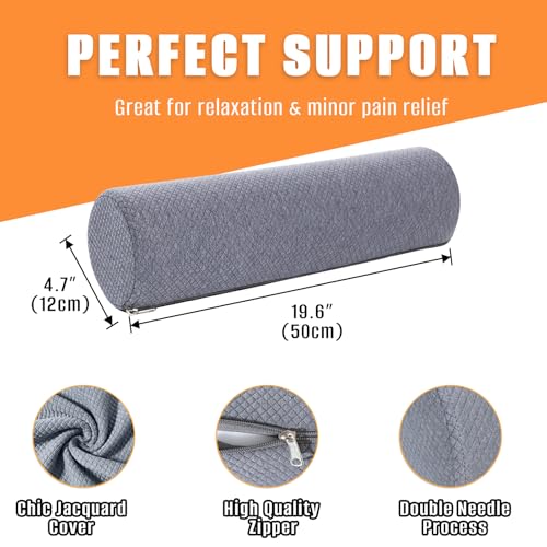 2 Pack Round Massage Table Bolster Pillow Pad, Bolster Pillow, Round Pillows, Suitable for Earthlite Massage Table (Grey, 4.7''x19.6'') - color: Grey, size: 4.7''x19.6''