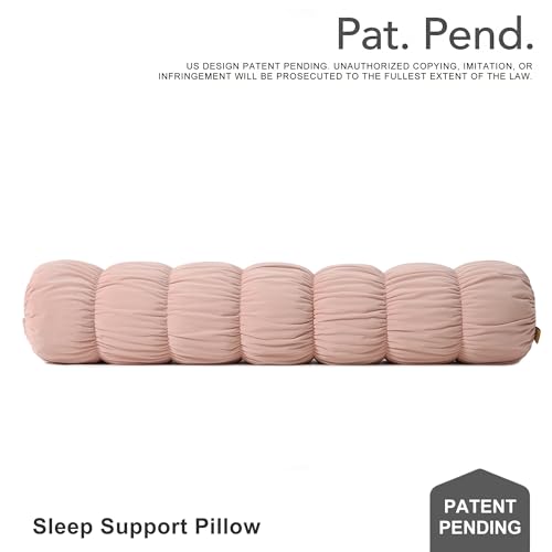 Pat. Pend. Body Pillow for Adults, 47 Inch, Soft Pastel Pink | Cylinder bolster pillow for side sleepers with a removable, washable soft velvet cover; for beds, sofas and leg support. - color: Soft Pastel Pink, size: 47"x 7.87"