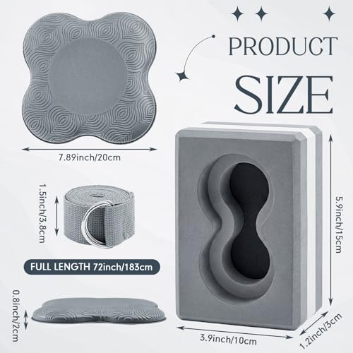 Yoga Blocks 2 Pack for Wrist Relief,Yoga Block with Knee Pads Strap | Wrist Support, Improve Comfort and Grip, Nonslip EVA Foam, Pilates Exercise Balance Stretching Accessories Meditation - color: Gray
