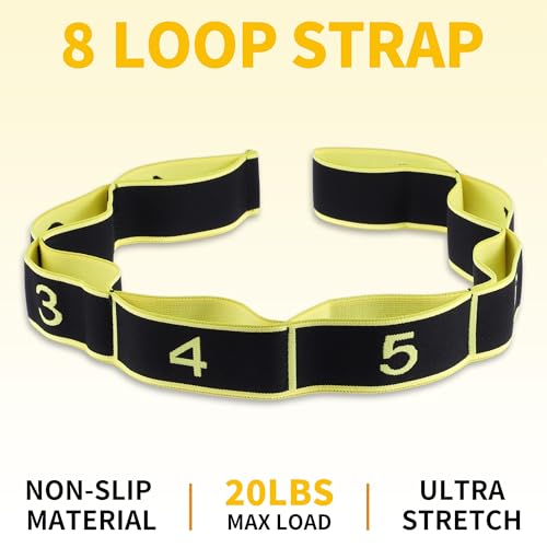 Stretch Strap, Yoga Stretching Band, Elastic Stretching Strap, Yoga Stretch Strap with 8 Loops, for Effective Stretching - color: Yellow