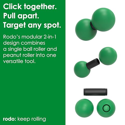 Rodo 2-in-1 Medium Peanut & Lacrosse Ball Roller | Deep Tissue Massage Tool for Fascia, Plantar Fasciitis, Hips & Back | Mobility & Recovery Roller | Compact, Travel-Friendly, Pilates & Therapy Ready - color: Green