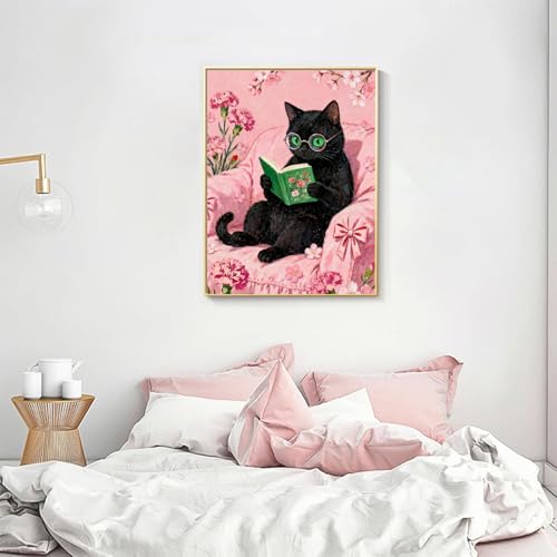 Black Cat Diamond Art Kits for Adults Diamond Painting Kit for Beginner | Bathroom Animal 5D Funny DIY Diamond Dots Full Drill Crafts for Gem Art Dot Art for Adults Home Wall Decor for Teens 12x16 in - color: DP03742