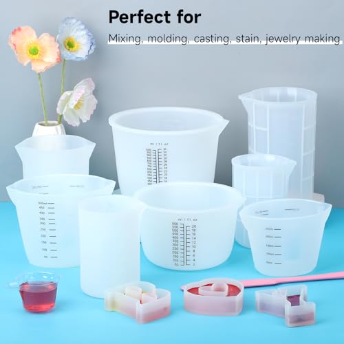 Gartful 300ml Large Silicone Measuring Cups, 10OZ Reusable Squeeze and Pour Resin Cups for Epoxy, Casting Molds, Slime, Craft Art Projects, Cup Making, Waxing, 6 Packs - size: 300ml*6