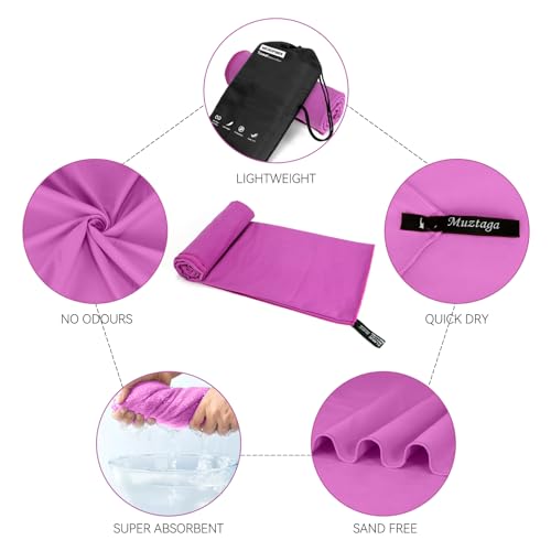 Microfiber Towel for Gym, Workout, Sweat Towel – Quick Dry, Ultra Compact, Lightweight & Super Absorbent(Purple,40x20 in) - color: Purple, size: 40"x20"