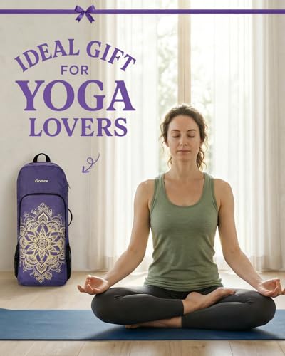 Gonex Yoga Mat Bag Convertible Backpack Blocks Carrier with Wet Pocket - color: Purple