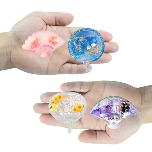 Resin Shaker Molds Hand Fan Set with Films for Kawaii Keychain Charms - color: Hand Fan