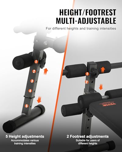 VEVOR Sit Up Bench, Folding Curved Decline Ab Bench, with 5 Adjustable Height Settings, Heavy-Duty Steel, Non-Slip Design, 500 Lbs Capacity for Home Gym Workouts, Strength Training, Full Body Muscles - size: Ab Bench/500lbs