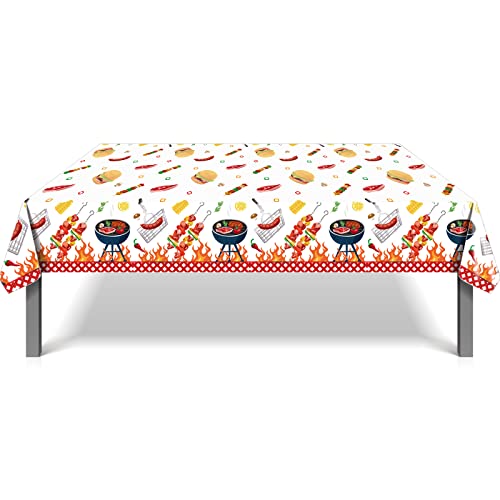 1Pc BBQ Party Plastic Tablecloth 54 x 87 Inch Long Table Cover, Hamburger BarbecueTeppanyaki Wedding Baby Shower Party Holiday Dinner Picnic or Tablecloth for Kitchen Event Use - color: Bbq