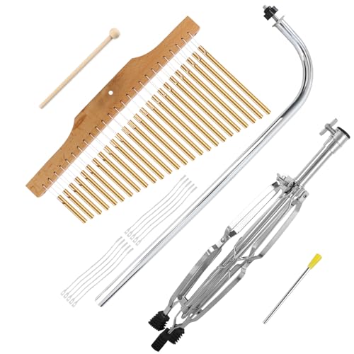EASTROCK 25 Note Chimes Single-row Bar Chimes Height-Adjustable Stand Gold - color: 25note Gold