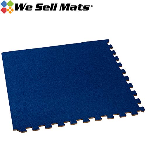 We Sell Mats 3/8 Inch Thick Interlocking Foam Carpet Tiles Durable Carpet Squares Anti Fatigue Support for Home Office or Classroom Use - color: Medium Blue, style: 16 Square Feet (4 Tiles)