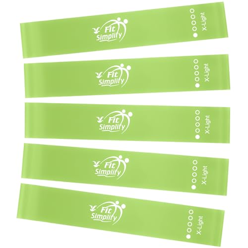 Fit Simplify Resistance Loop Exercise Fitness Bands with Instruction Guide and Carry Bag, Set of 5 - color: Green