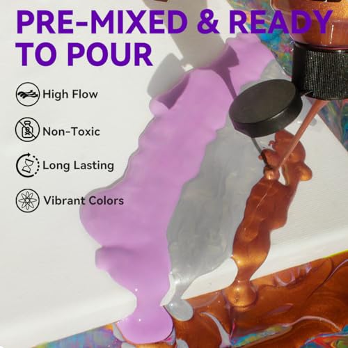 OPHIR High Flow Acrylic Pour Paint Set, 6 Chalk Colors for Fluid Art | Ready to Pouring Paint Flows Smoothly for Abstract Designs, Craft Projects and Decorative Artwork - color: Chalk Colors Set (6 Bottles)