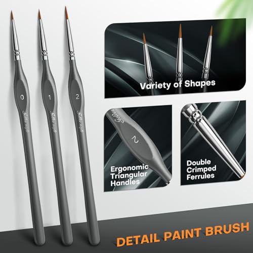 Golden Maple Miniature Paint Brushes, 15PC Model Brushes Micro Detail Paint Brush Set, Fine Detailing for Acrylics, Oils, Watercolors & Paint by Number, Figurine (Grey) - color: Gray