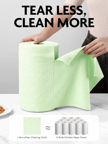 Fantasticlean Microfiber Cleaning Cloth Roll- 75 Sheets, 12" x 12" (Green) - color: Green, size: 75 pack