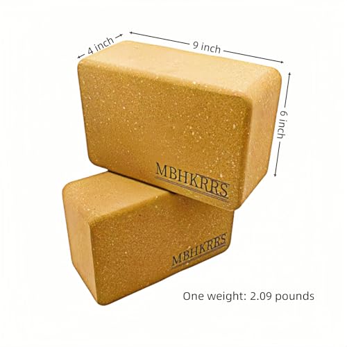 Yoga Block - Fine-Grain Cork Block, Yoga Equipment, Home Gym Accessory, Pilates Tool, Lightweight for Travel, Extra Firm Workout Accessory with Comfortable Edges - color: Cork 2-pack