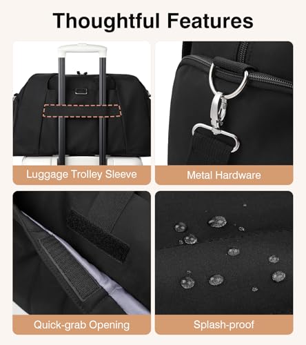Marvolia Gym Bag for Women with Yoga Mat Holder, Black - color: Black