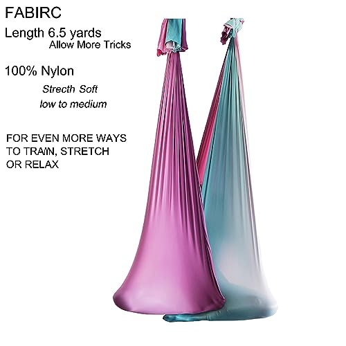 F.Life Aerial Yoga Hammock 6.5 yards Premium Aerial Sling Silk Fabric Yoga Swing for Antigravity Inversion Include Daisy Chain,Carabiner and Pose Guide - color: Fairy Floss Omber