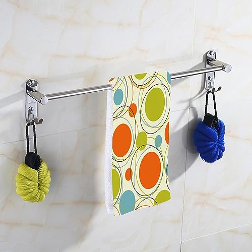 Pehede 60S Retro Orange Hand Towel Blue and Light Green Repeating Colorful Circle Soft Guest Face Bath Towel Bathroom Decorations Thin Kitchen Tea Dish Towels 15 x 30 inch - color: 60s Retro Orange