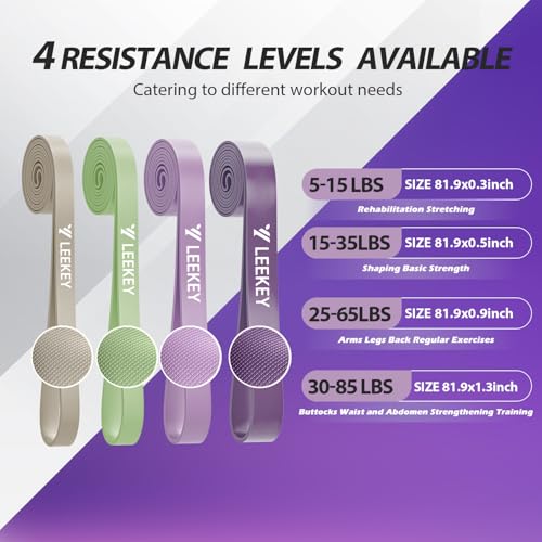 Resistance Bands for Pull Up Assist, Stretch Bands & Exercise Workout Set - color: 5-85LBS GRAY PURPLE