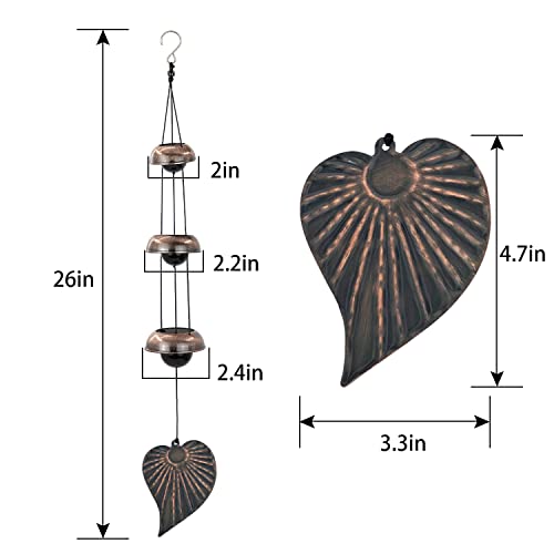 Three Cooper Leaf Temple Wind Chime,Wind Chimes with 3 Bells - size: Three-Bodhi
