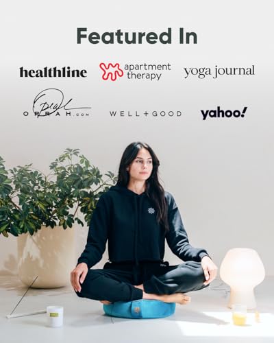 Mindful Modern Velvet Meditation Cushion | Luxe Zafu Yoga Floor Pillow Seat | Posture Support | Buckwheat Hull Filled | Large Round Cushion with Removable Washable Cover + Carry Handle - color: Tropical