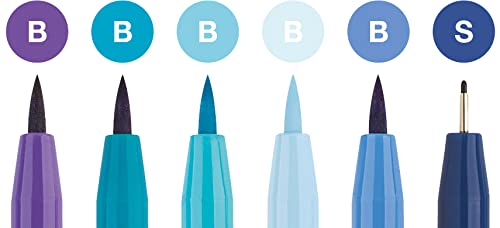 Faber-Castell Pitt Artist Pen Hand Lettering Set - 6 Blue Brush Lettering Pens