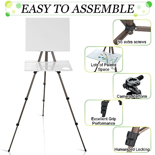 Ireer 17-65 Inch Artist Watercolor Portable Easel with Sturdy Tripod Adjustable Aluminum Metal Easel Stand with Tray Lightweight Travel Easel for Painting Canvas Kids Adults Tabletop Floor Display