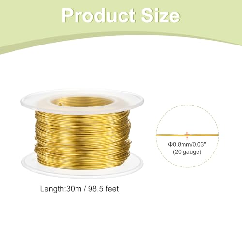HARFINGTON 20 Gauge Aluminum Craft Wire 0.8mm 98.5ft Flexible Bendable Anodized Metal Jewelry Sculpting Wire for Jewelry Making Modelling Craft DIY, Yellow - color: Yellow, size: 30M x 0.8mm