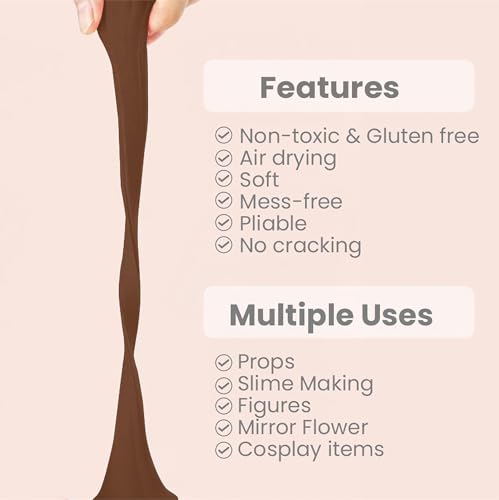 BOHS Brown Modeling Foam Clay - 1.1 Lbs, Squishy,Soft, Air Dry -for Flower Mirror,Cosplay,Fake Bake, Slime Supplies-500g (Pack of 3) - color: Brown, size: 500 g (Pack of 3)