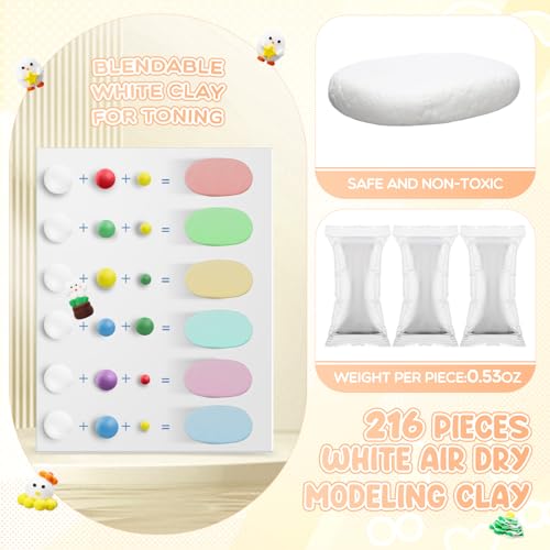 VioraWhite 216 Pcs 7.14 Lbs Air Dry Clay Bulk Ultra Light Modeling Clay for Kids DIY Magic Foam Gifts Safe and Non Toxic for Sculpting Boys Girls Kids School Birthday Gifts(White) - color: White