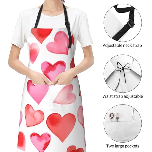 Artist Painting Apron with 2 Pockets Painters Art Aprons Gifts for Women Men - color: Hearts Art