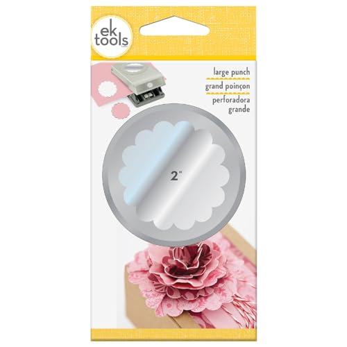 EK Tools Paper-punches, 2-Inch Scallop Circle, Gray, Metal Craft Punch, Stackable, Locks Shut, New Package