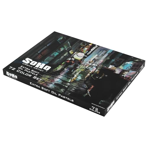 Soho Urban Artist Oil Pastels Set of 72 - Extra Soft, Blendable, Highly Pigmented and Vibrant, Ideal for Artists & Professionals - Suitable for Drawing, Sketching, Layering, and Scraping - size: 72 Count (Pack of 1)