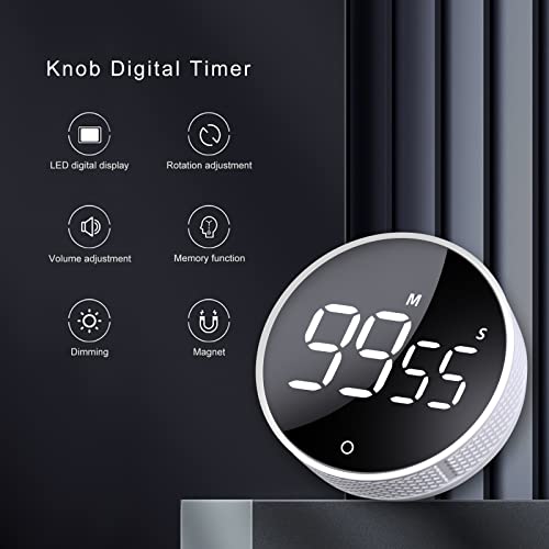 AVINIA Digital Kitchen Timers, Visual timers Large LED Display Magnetic Countdown Countup Timer for Classroom Cooking Fitness Baking Studying Teaching, Easy for Kids and Seniors White - color: White
