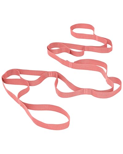 10 Loop Yoga Stretching Strap for Physical Therapy - Non-Elastic Exercise Band for Pilates, Yoga, Stretching for Women & Men - color: Pink