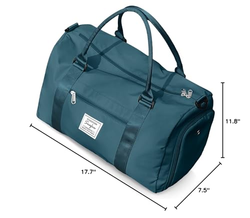 Gym Bag for Women Men with Shoes Compartment,Sports Duffle Bag Personal item travel Duffel Bags Tote Bag Small Carry on Weekender Overnight Bag Workout Dance Bag Hospital Holdalls Peacock Blue - color: A1-Peacock Blue
