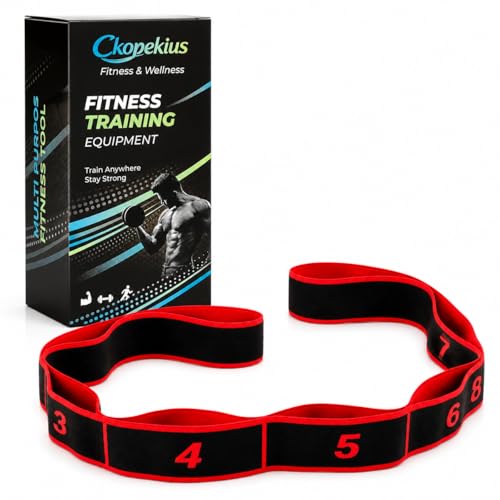 Resistance Exercise Bands, 12-Loop Stretch Strap for Yoga, Leg Exercise, Lower Back Stretch, Stretching, Gym and Home Workout
