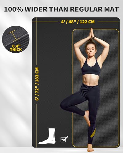CAMBIVO 72''x48'' Large Yoga Mat, Extra Thick TPE Workout Mat - color: BLACK, size: 10mm