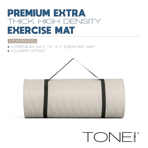 Tone Fitness 1-Inch Thick Yoga Mat | High-Density, Non-slip Exercise Mat with Carrying Strap for Yoga, Pilates, & Home Gym Workouts | Multiple Options - color: Gray, style: Mesh