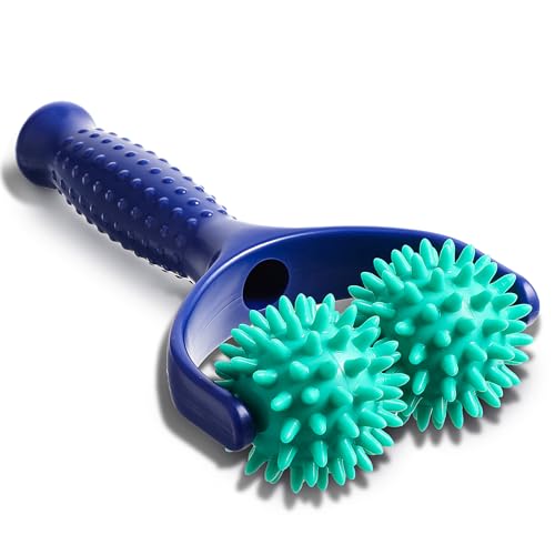 Spiky Massage Balls Rollers with Dual Ball Design, Manual Massage Stick - color: Green
