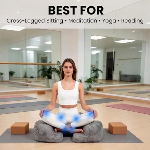 Meditation Cushion, 23-Inch Memory Foam Seat for Floor Sitting - color: Grey