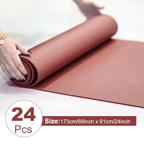 Funtery 3 mm Thin Yoga Mats Bulk, 68 x 24 Inches Lightweight PVC Exercise Mats Non Slip Workout Fitness Pads for Yoga Pilates Stretching Classes Gym Home Studio - color: Brown